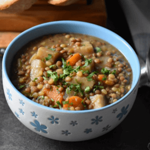 A bowl of hearty and nutritious lentil stew.