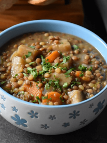 A bowl of hearty and nutritious lentil stew.