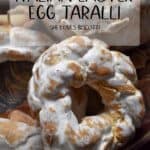 A large close up of an iced Italian Easter Egg Taralli.