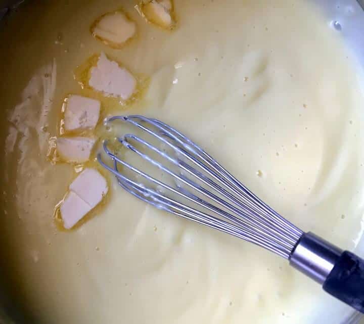 The final step in making pastry cream is the incorporation of butter.