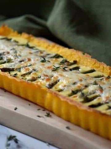A front view of the Asparagus Ricotta Tart.