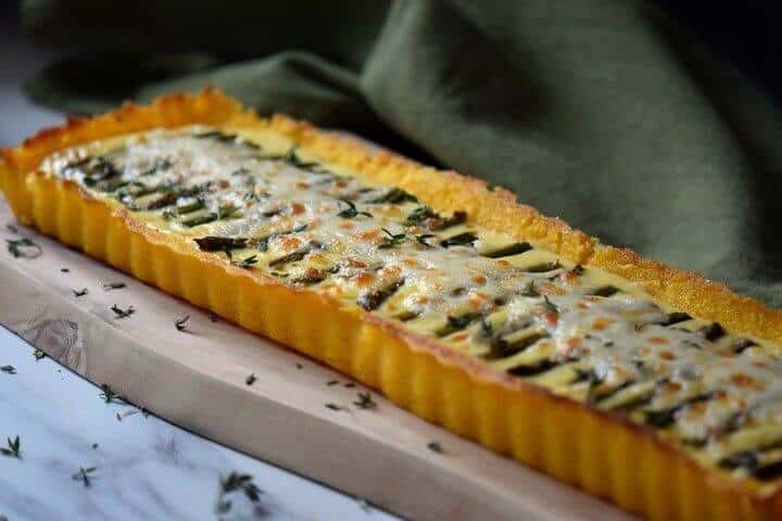 A front view of the Asparagus Ricotta Tart.