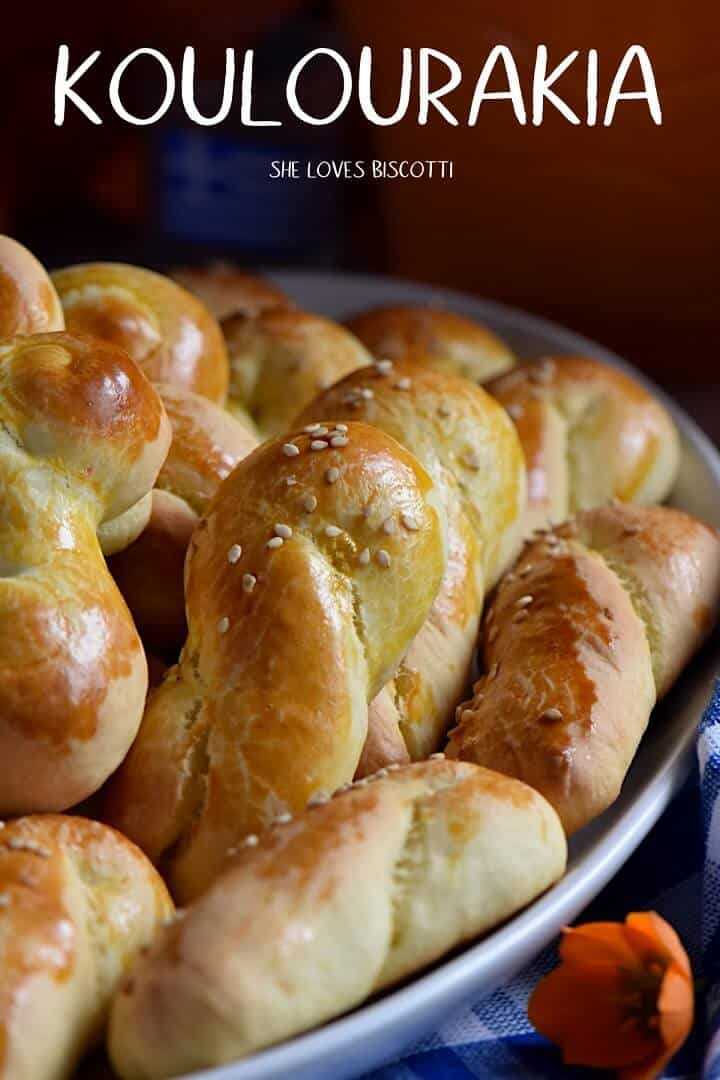 These easily recognizable traditional Greek Cookies, aka Koulourakia, are often associated with the holidays (Easter and Christmas). #shelovesbiscotti #koulourakia #greekcookies #greekeaster #cookies #braidedcookies #braidedcookie #Christmascookie #eastercookie #sesameseed #sesameseeds #greekcookie