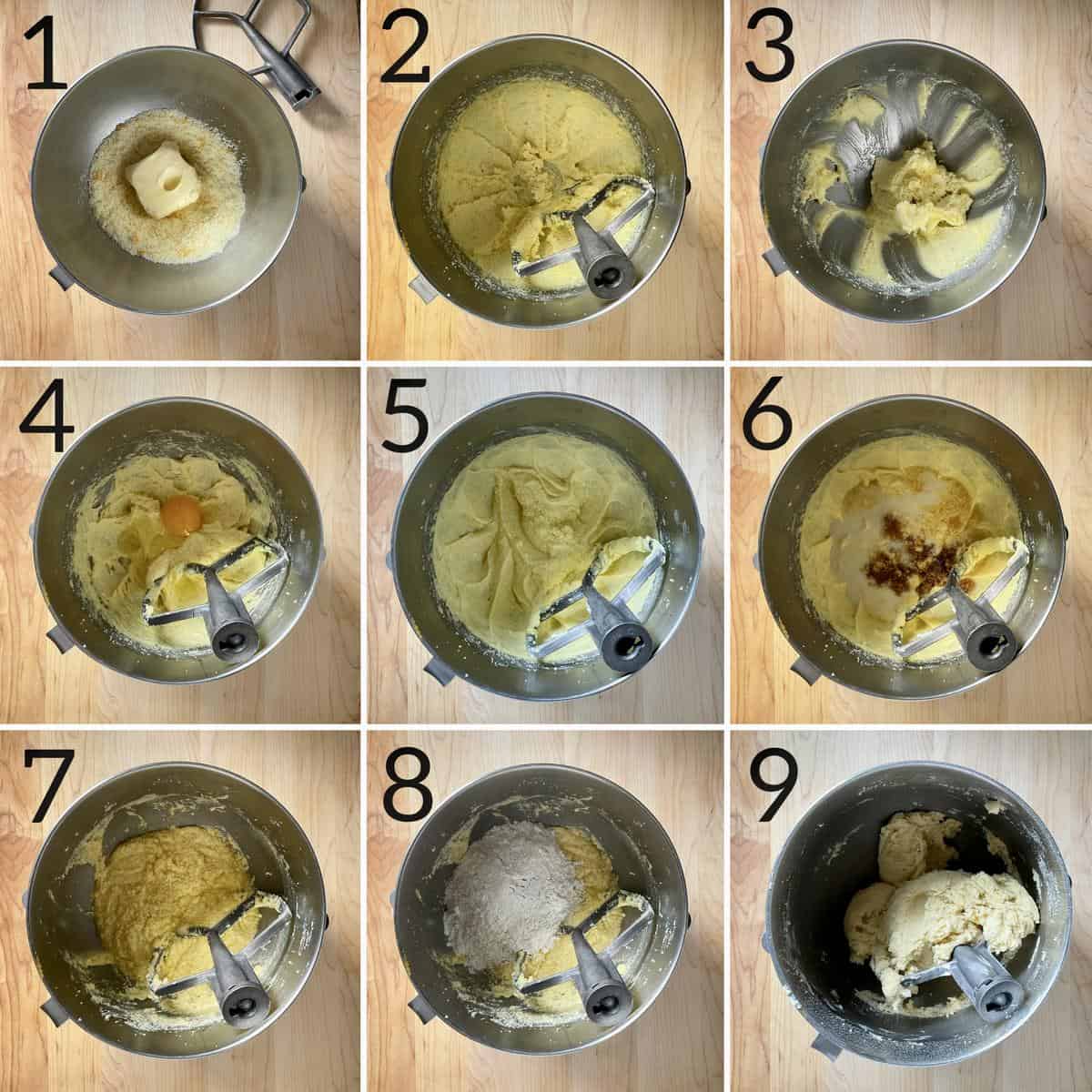 Step by step tutorial demonstrating how to make the dough for koulourakia.