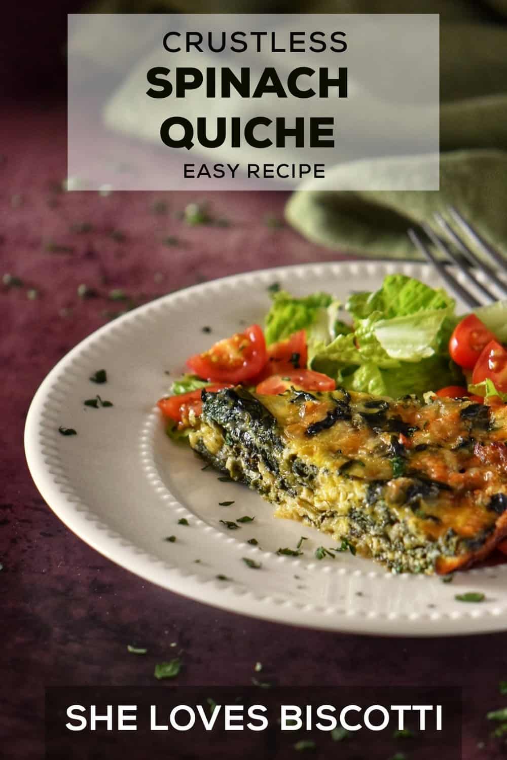 Easy Crustless Spinach Quiche Recipe - She Loves Biscotti