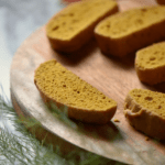 A close up of the earthy colors and texture of pumpkin biscotti.