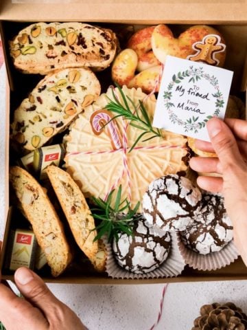 The best Italian Christmas cookies in a cookie box.