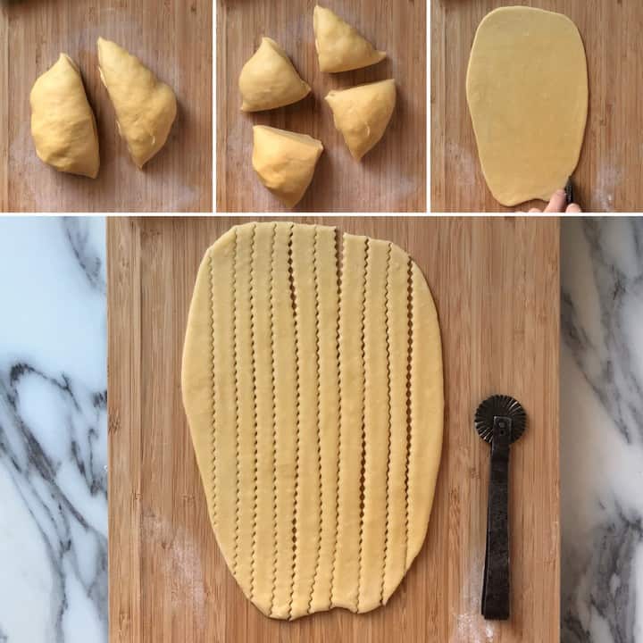 A photo collage on how the Caragnoli are cut.