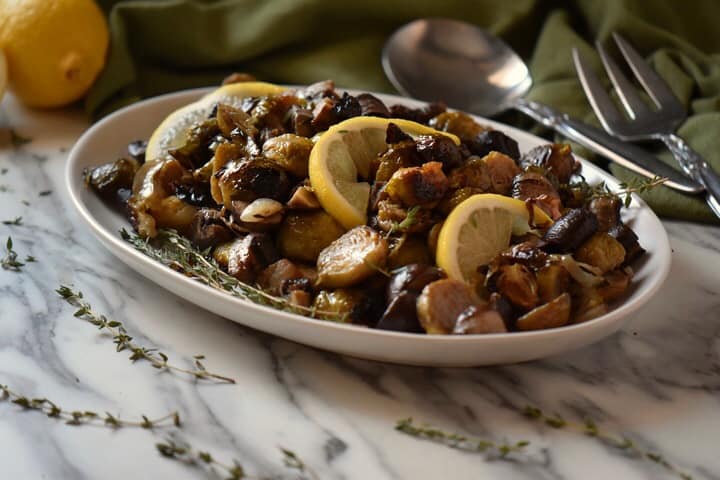 Oven roasted veggies ready to be served.