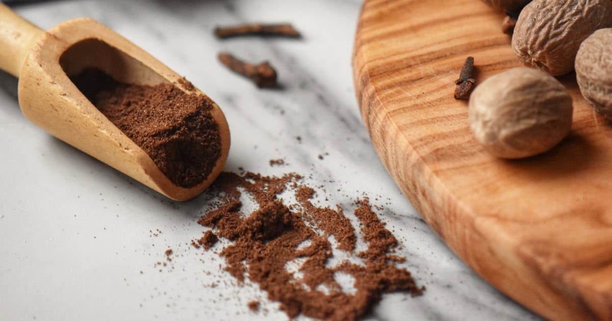 Texture of a homemade allspice blend made from pantry spices.
