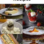 A photo collage of ricotta cheese recipes to try. This includes ricotta cake, whipped ricotta parfait and Rice Ricotta Easter Pie.