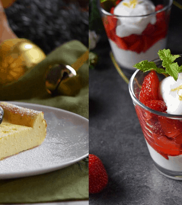A picture of a slice of ricotta cake next to a picture of macerated strawberries with whipped ricotta. Just 2 examples of Ricotta Cheese recipes.