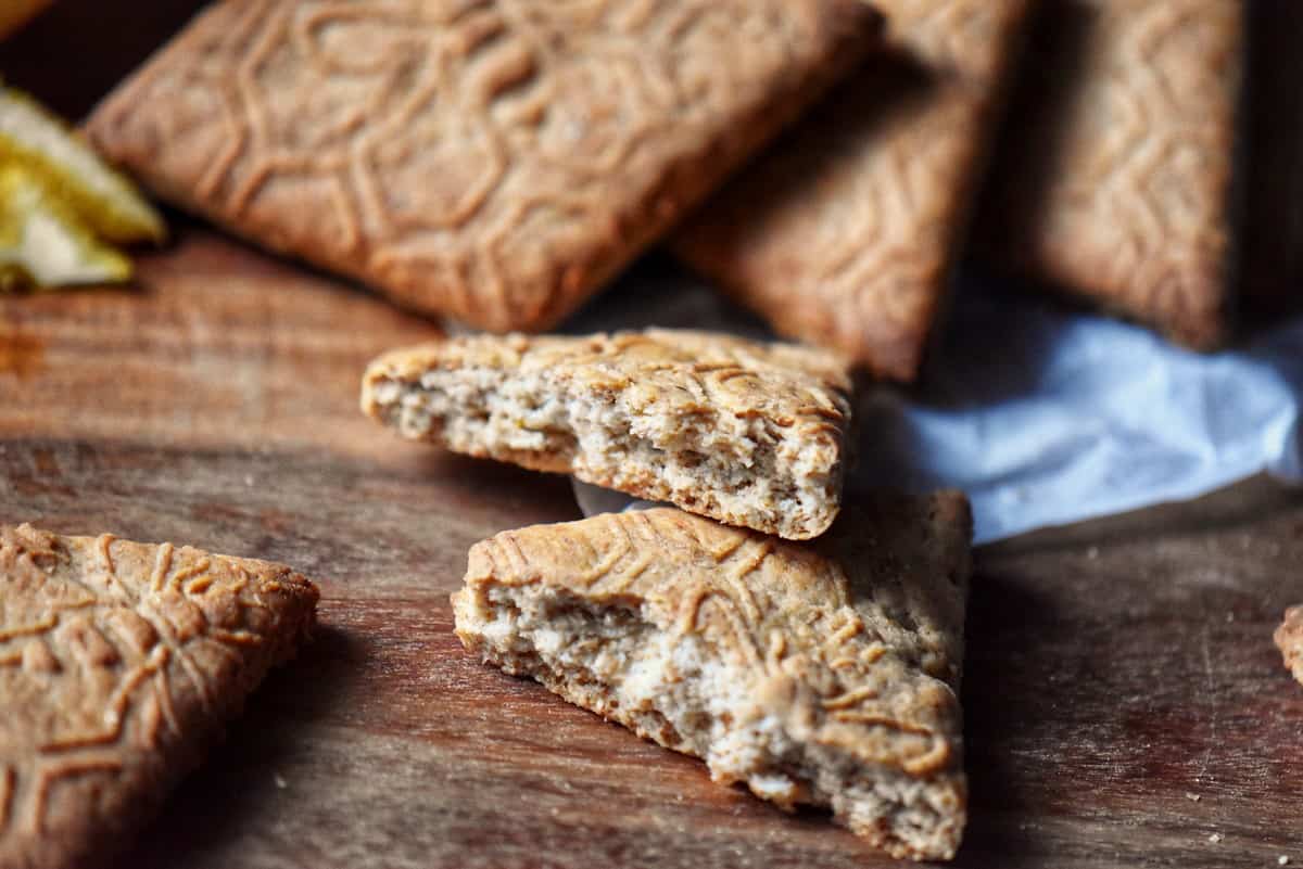 The texture of the whole wheat cookie is shown. 