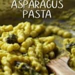 Gemelli pasta combined with creamy asparagus sauce.