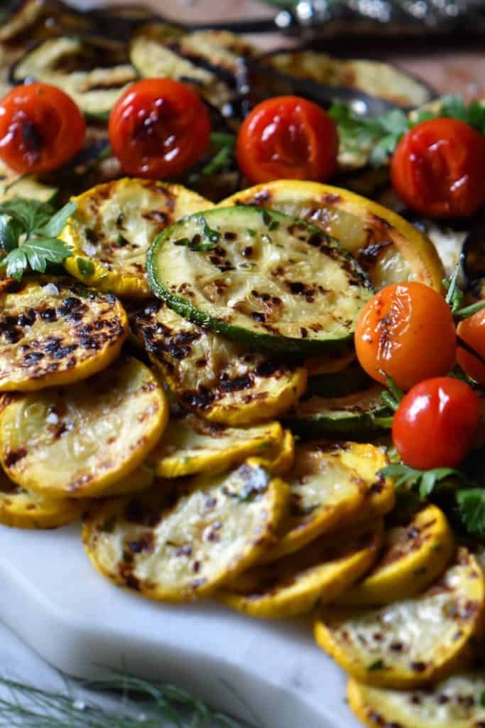 A platter of Italian grilled veggies.