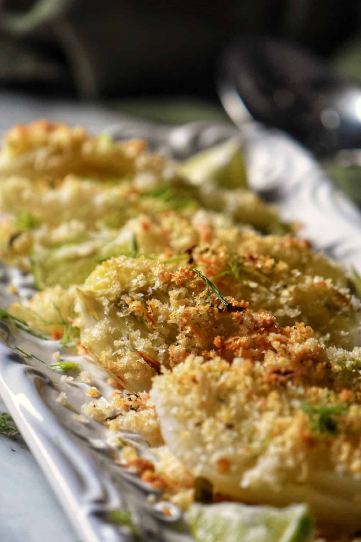Roasted Fennel topped with crispy Panko bread crumbs.