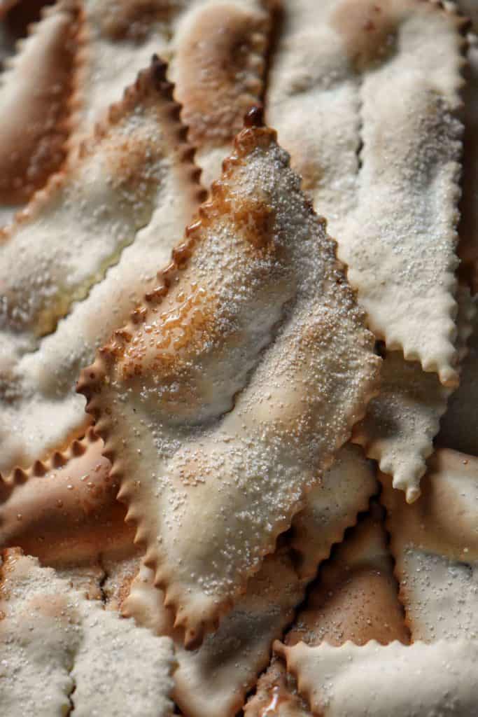 A close up shot of an Italian cookie made in an air fryer.