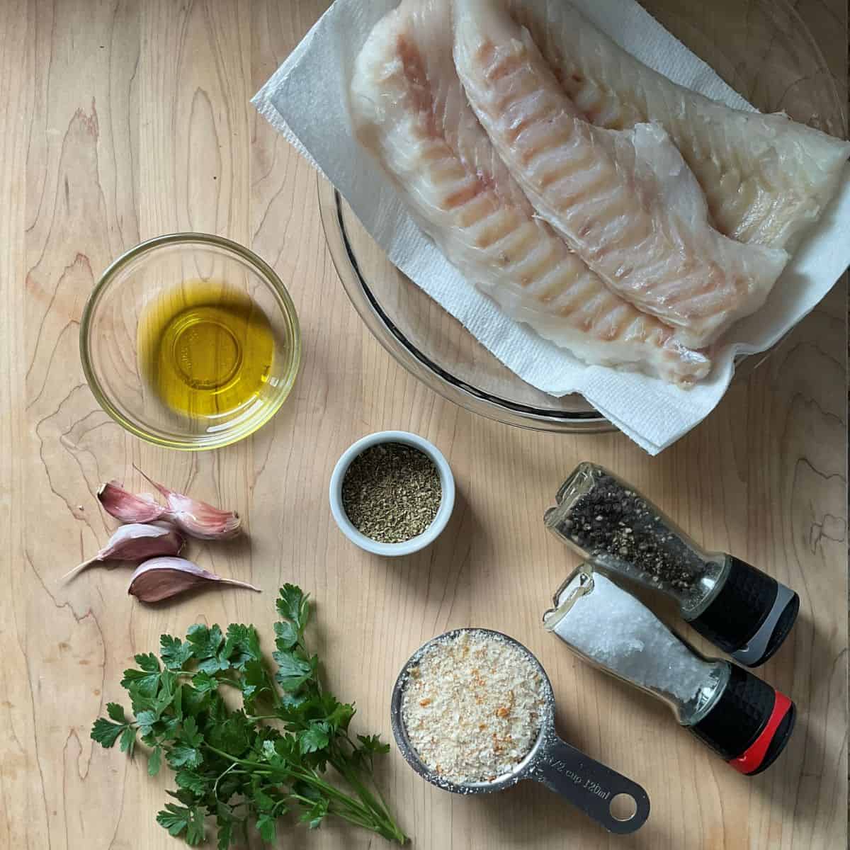 Ingredients used to make this easy baked cod recipe.