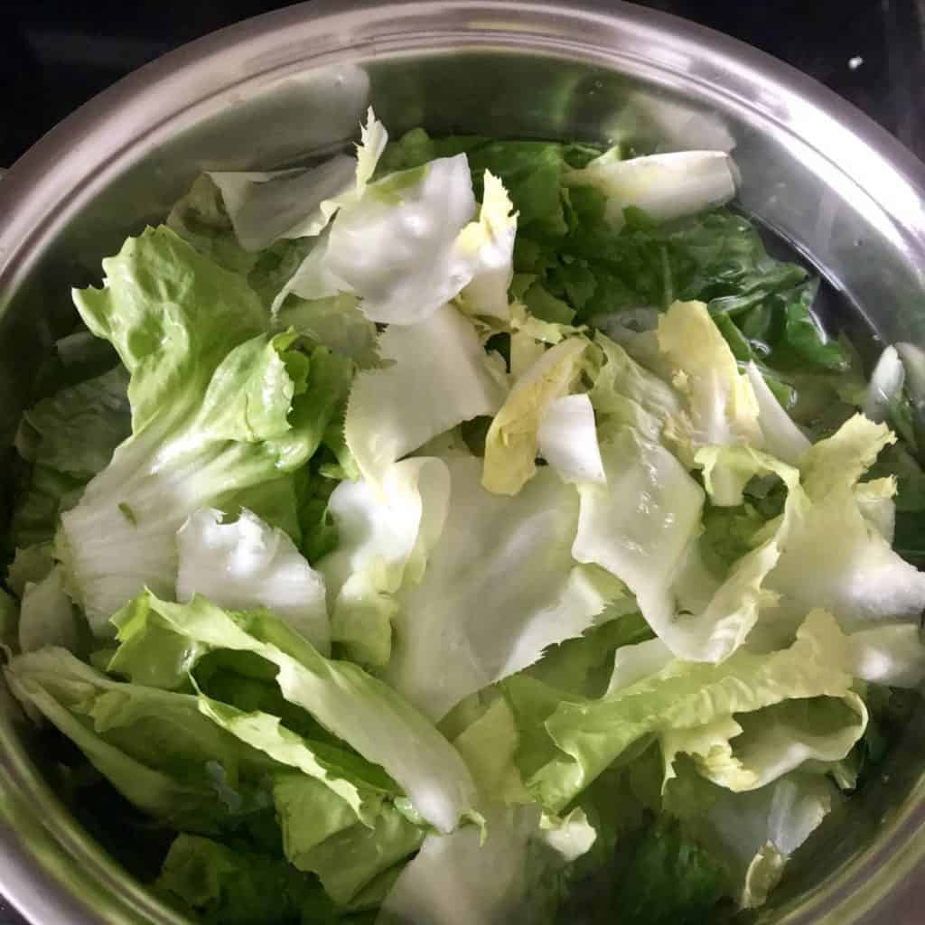 Escarole in a pot.