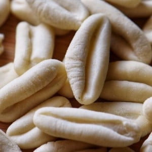 et nærbilde av ricotta cavatelli.