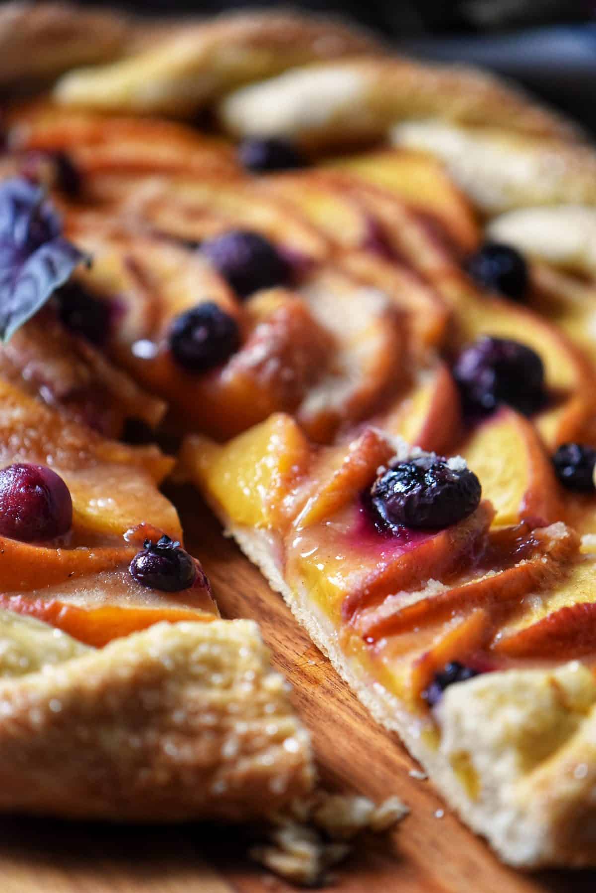 A slice of peach crostata.