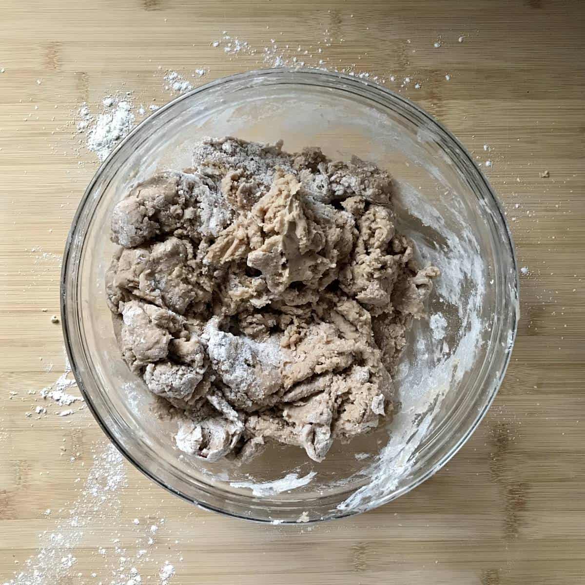 The biscotti cookie dough in a bowl.