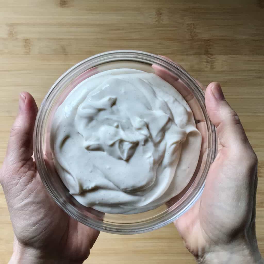 Sweet ricotta in a bowl.