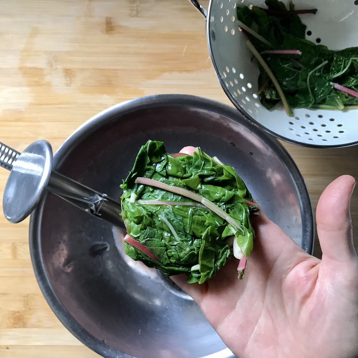 A small amount of Swiss chard without the excess moisture.