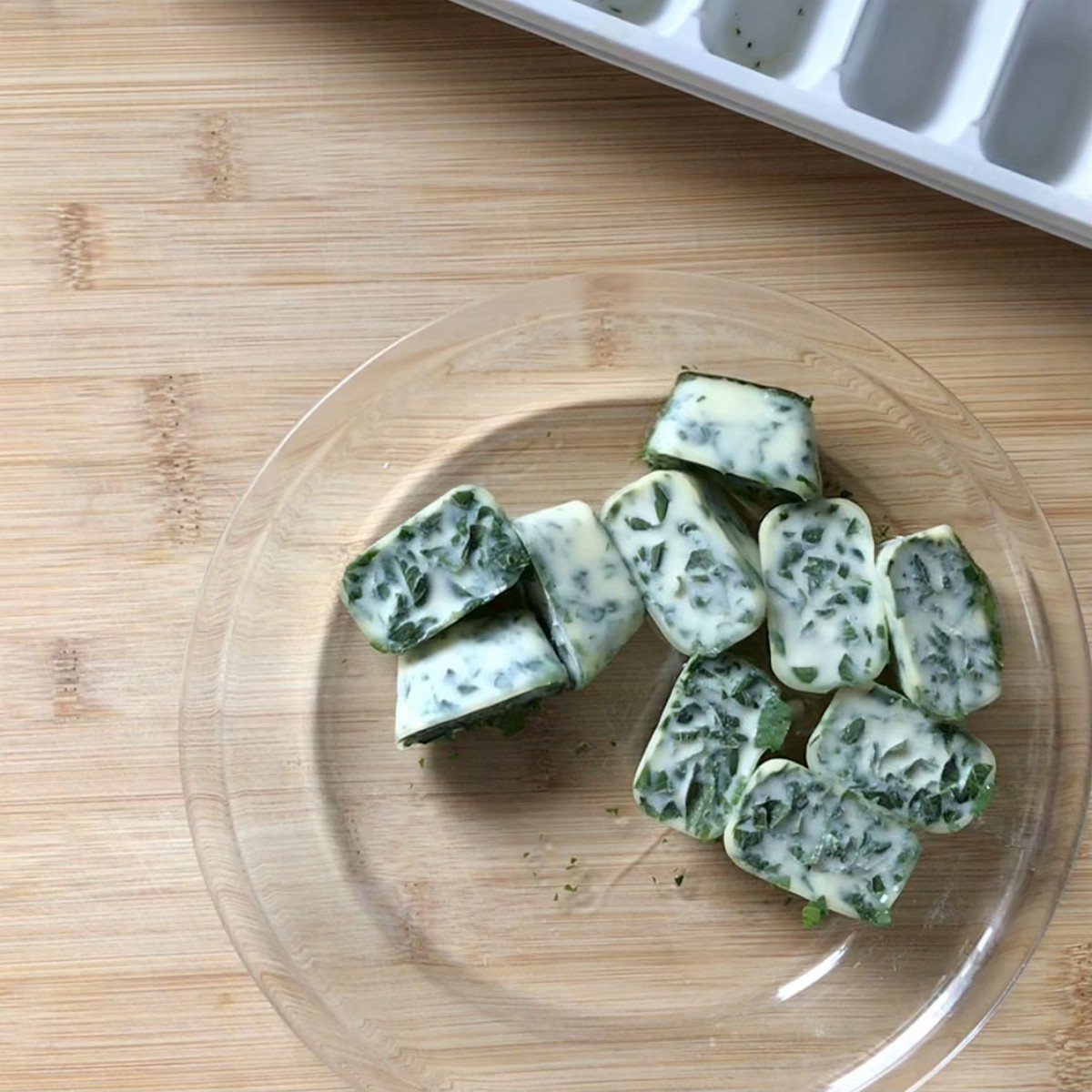 Parsley herb bombs in a bowl. 