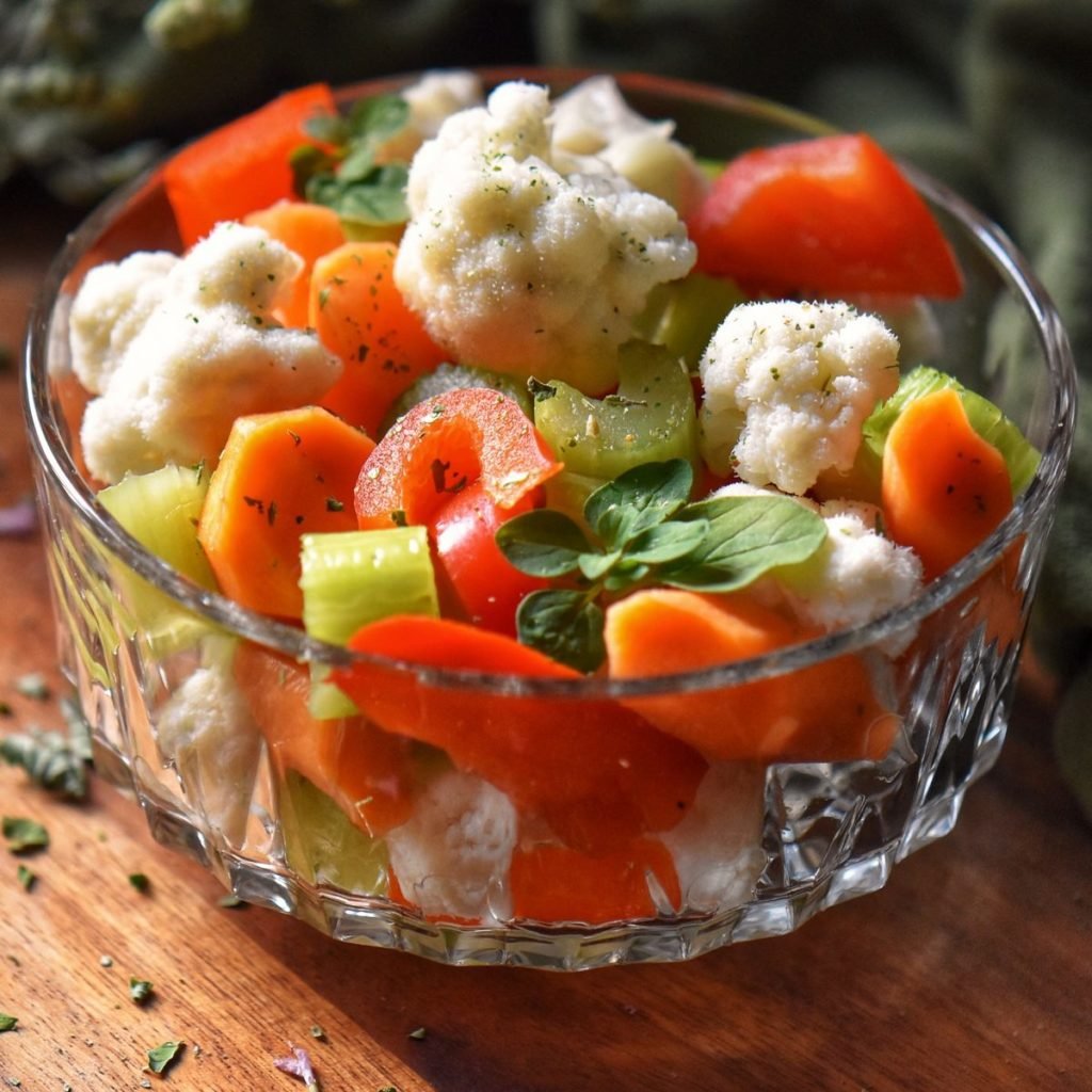 Italian Giardiniera in a dish.