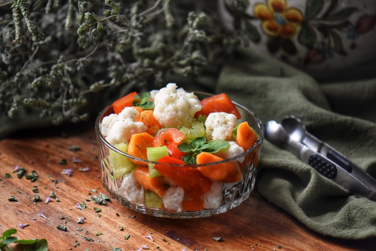 Italian Giardiniera in a dish.