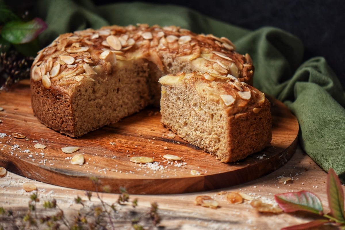 A slice of pear cake.