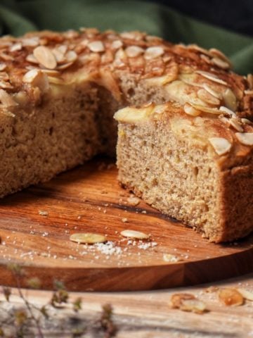 A slice of pear cake.