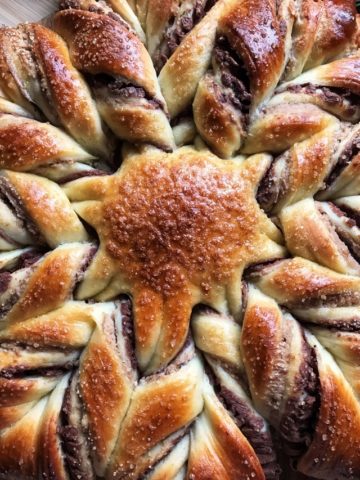 An overhead photo of star bread.