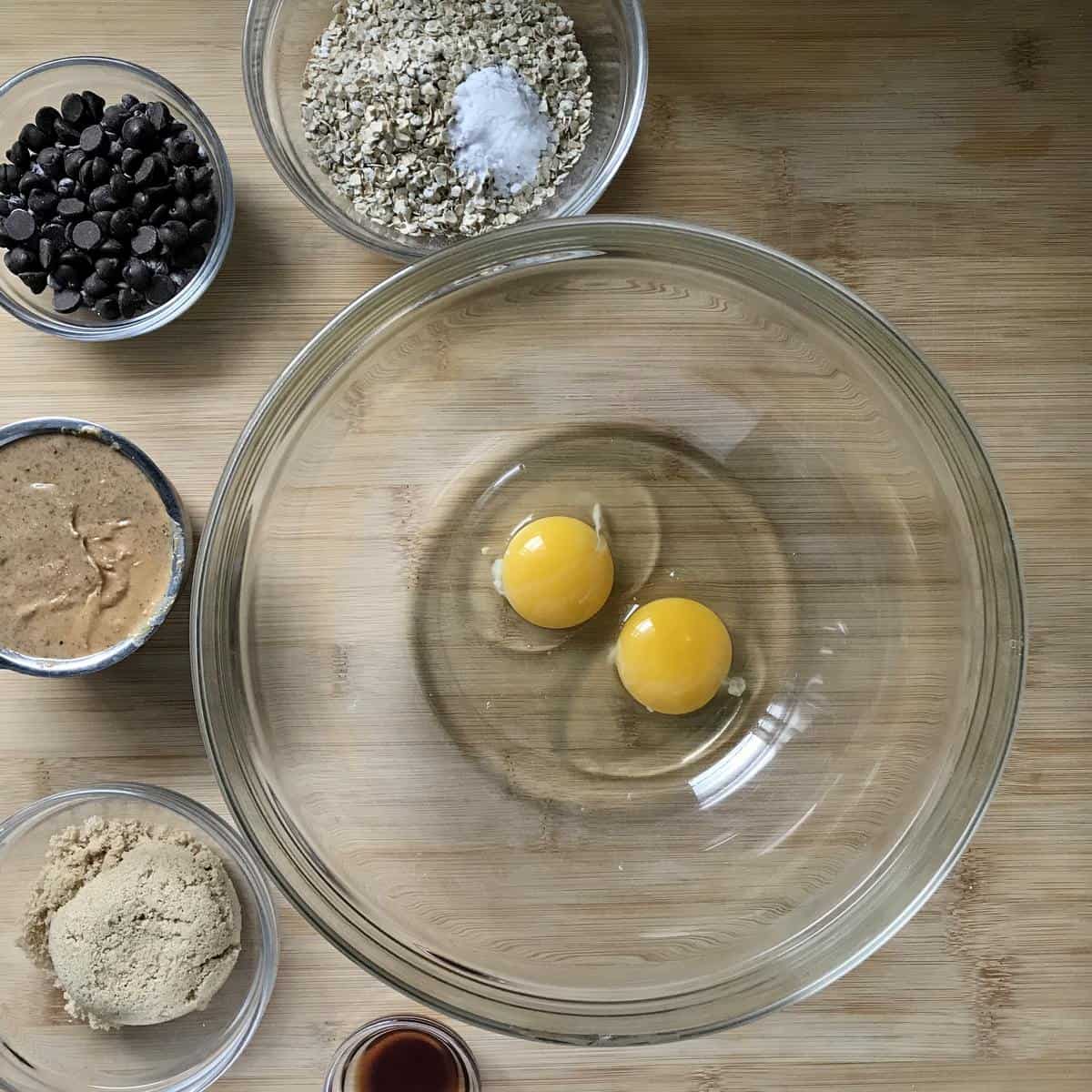Ingredients used to make almond butter cookies.