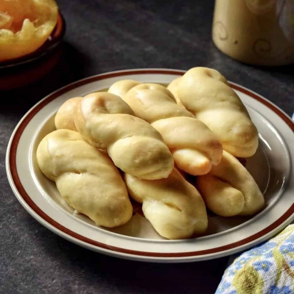 Italian twist cookies on a plate.