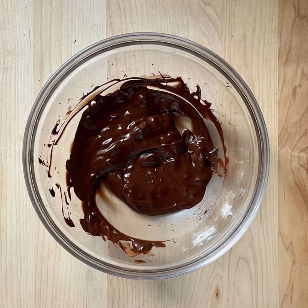 Melted chocolate in a bowl.