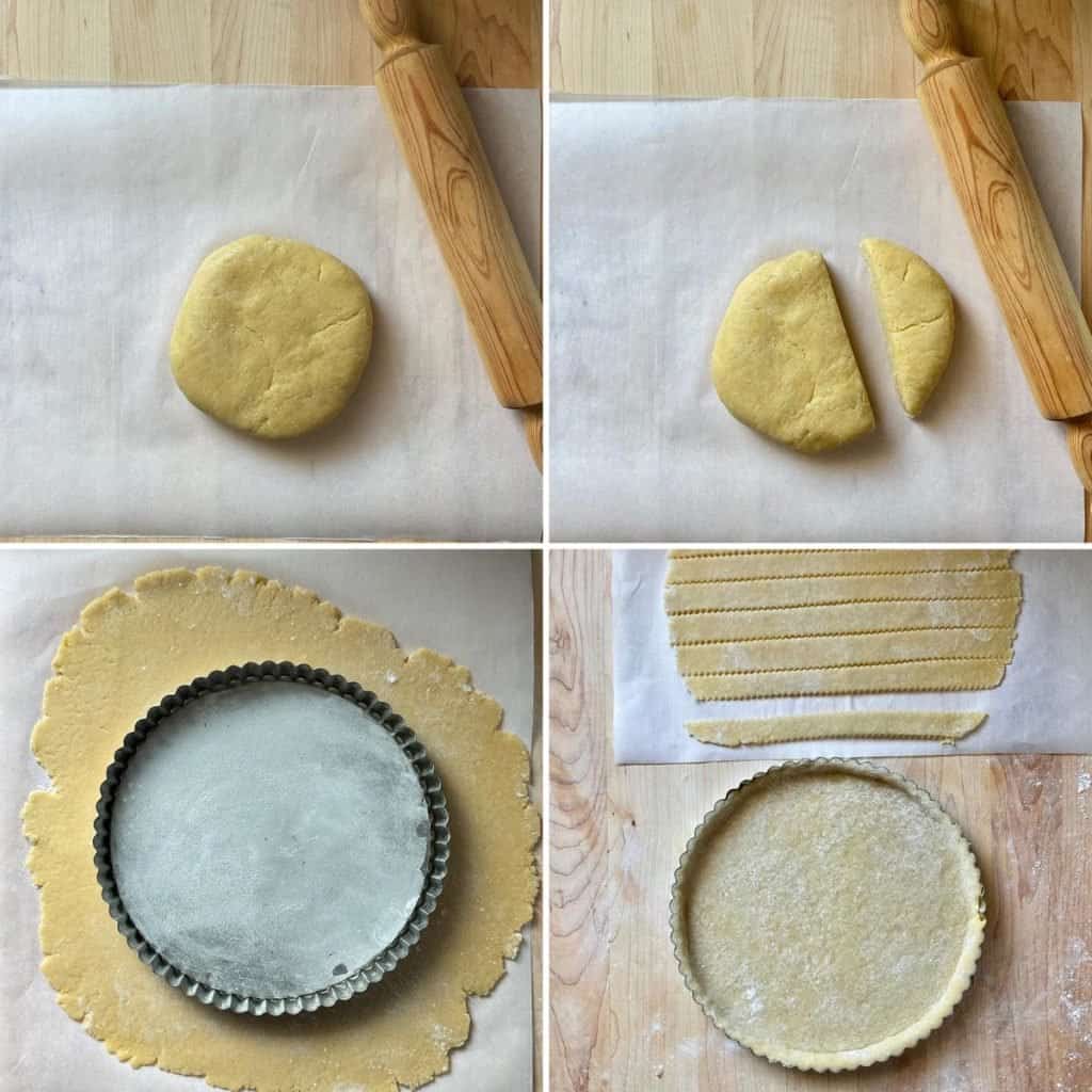 A photo collage of the pastry dough.