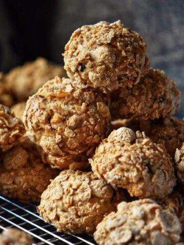 A stack of oatmeal cookies.