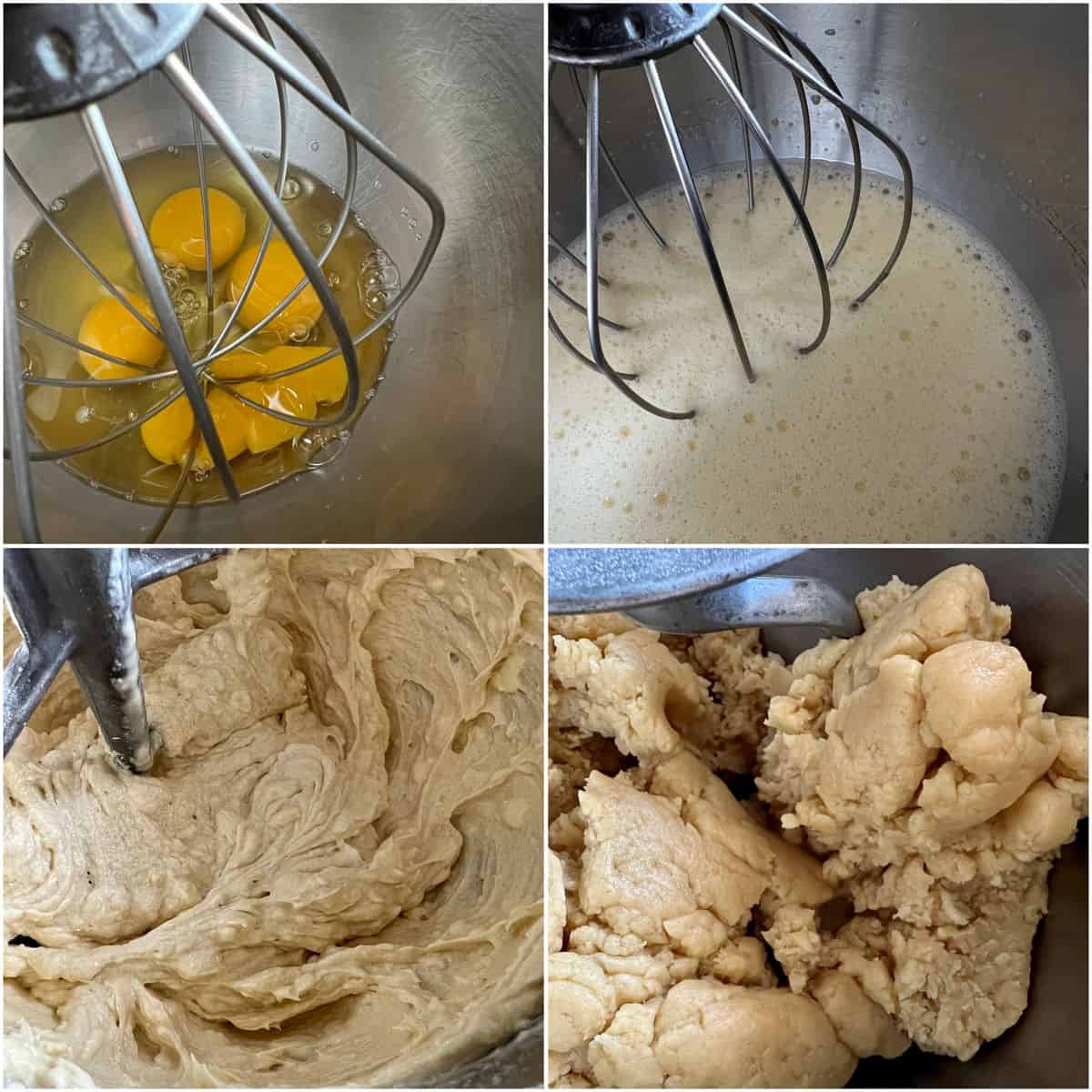 A step-by-step process on how to make the yeast dough for croissant cookies.