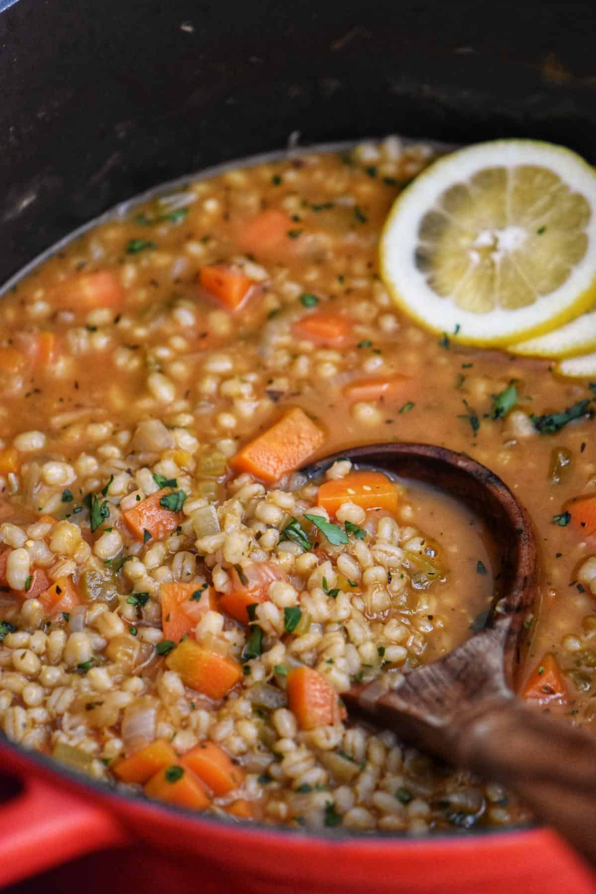 A pot of barley soup.