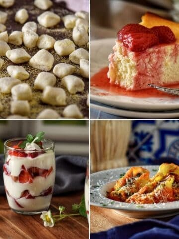 A photo collage of ricotta recipes.