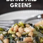 A bowl of beans and greens.