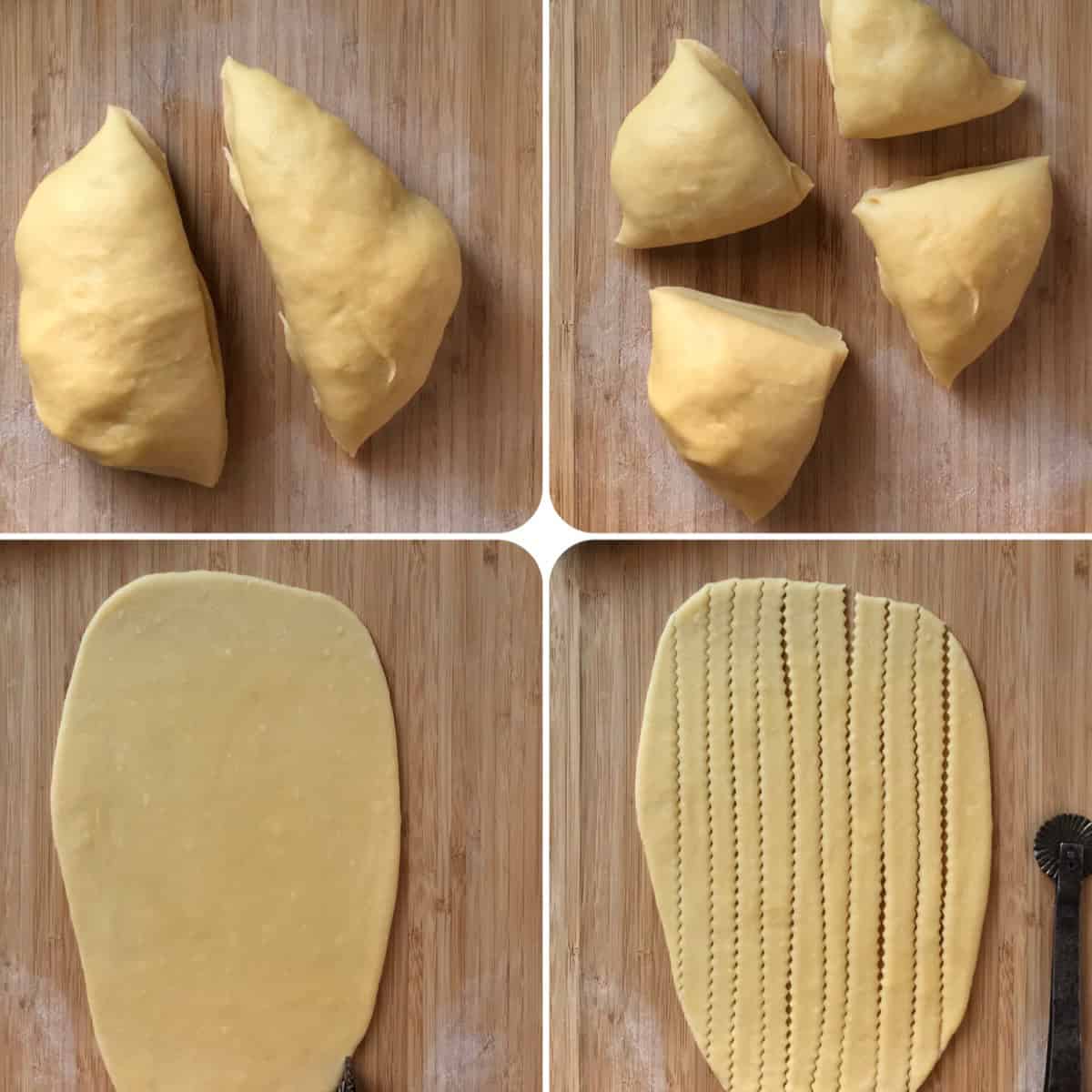 A photo collage on how the Caragnoli are cut.