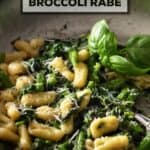 Cavatelli with broccoli rabe in a pan.