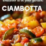 Close-up of the texture of ciambotta with eggplant and zucchini