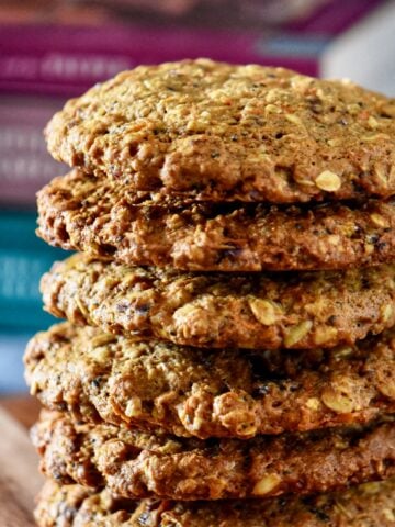 A stack of oatmeal carrot cookies.