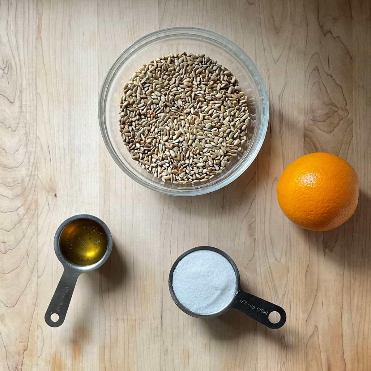 Ingredients to make sesame nougat.