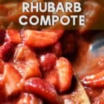 Strawberry Rhubarb compote in a pan.