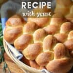 Braided sweet bread recipe in a wicker basket.